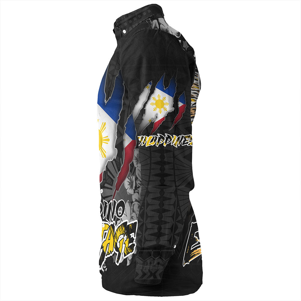 Philippines Custom Long Sleeve Shirt Filipino Heritage Blood Inside Me