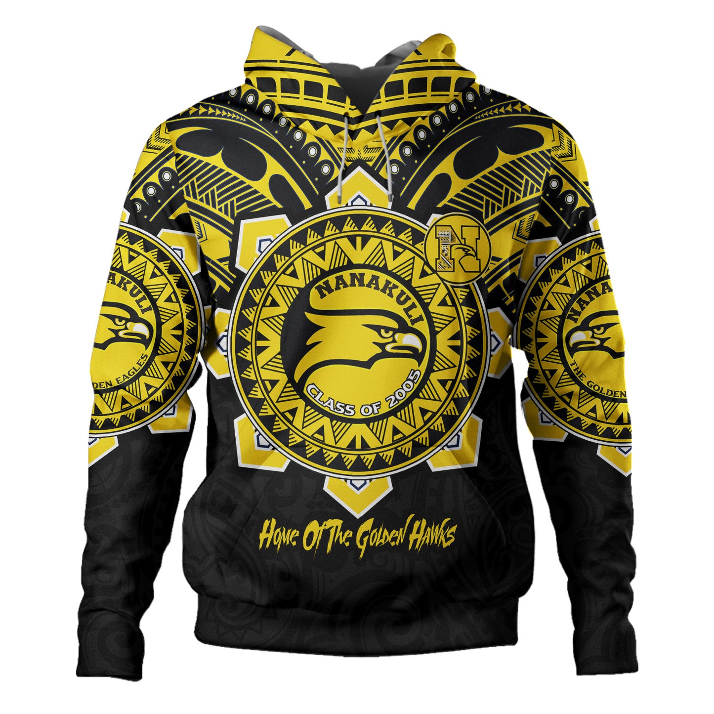 Hawaii Hoodie Custom Nanakuli High & Intermediate School Home Of Golden Hawks Tribal Style
