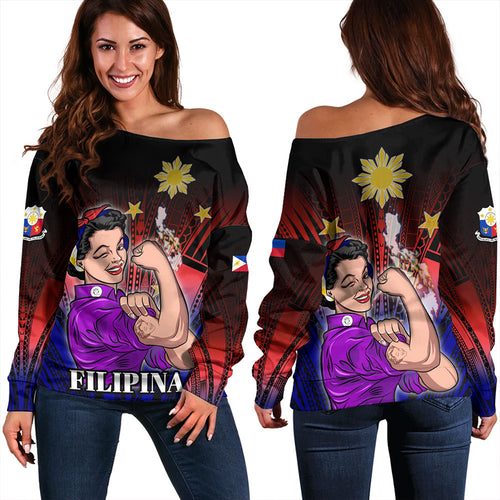 Philippines Filipinos Off Shoulder Sweatshirt Proud Filipina Style