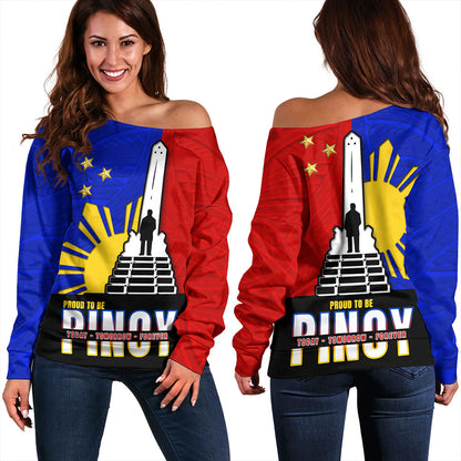Philippines Filipinos Off Shoulder Sweatshirt - Proud To Be Pinoy Rizal Park