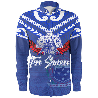 Samoa Custom Personalised Long Sleeve Shirt Toa Samoa Tribal Pattern