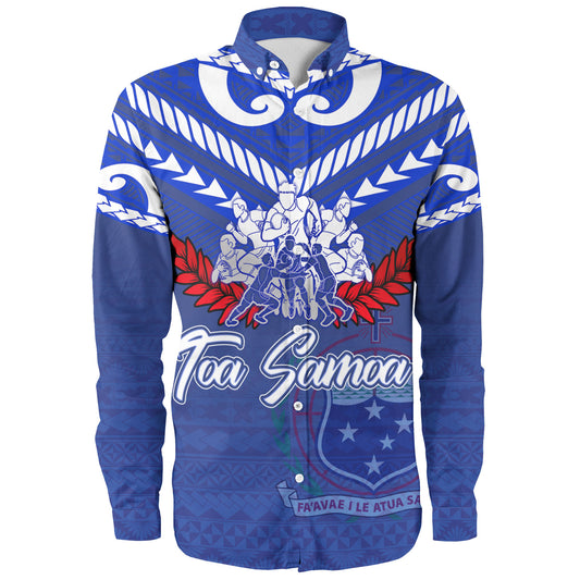 Samoa Custom Personalised Long Sleeve Shirt Toa Samoa Tribal Pattern