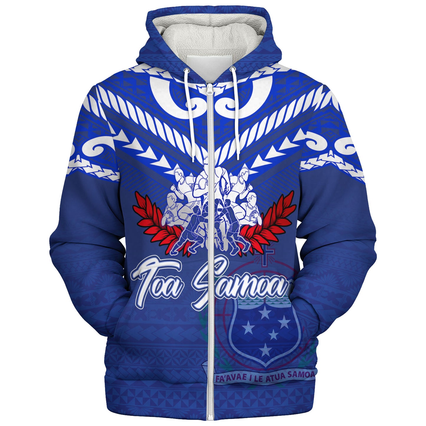 Samoa Custom Personalised  Sherpa Hoodie Toa Samoa Tribal Pattern