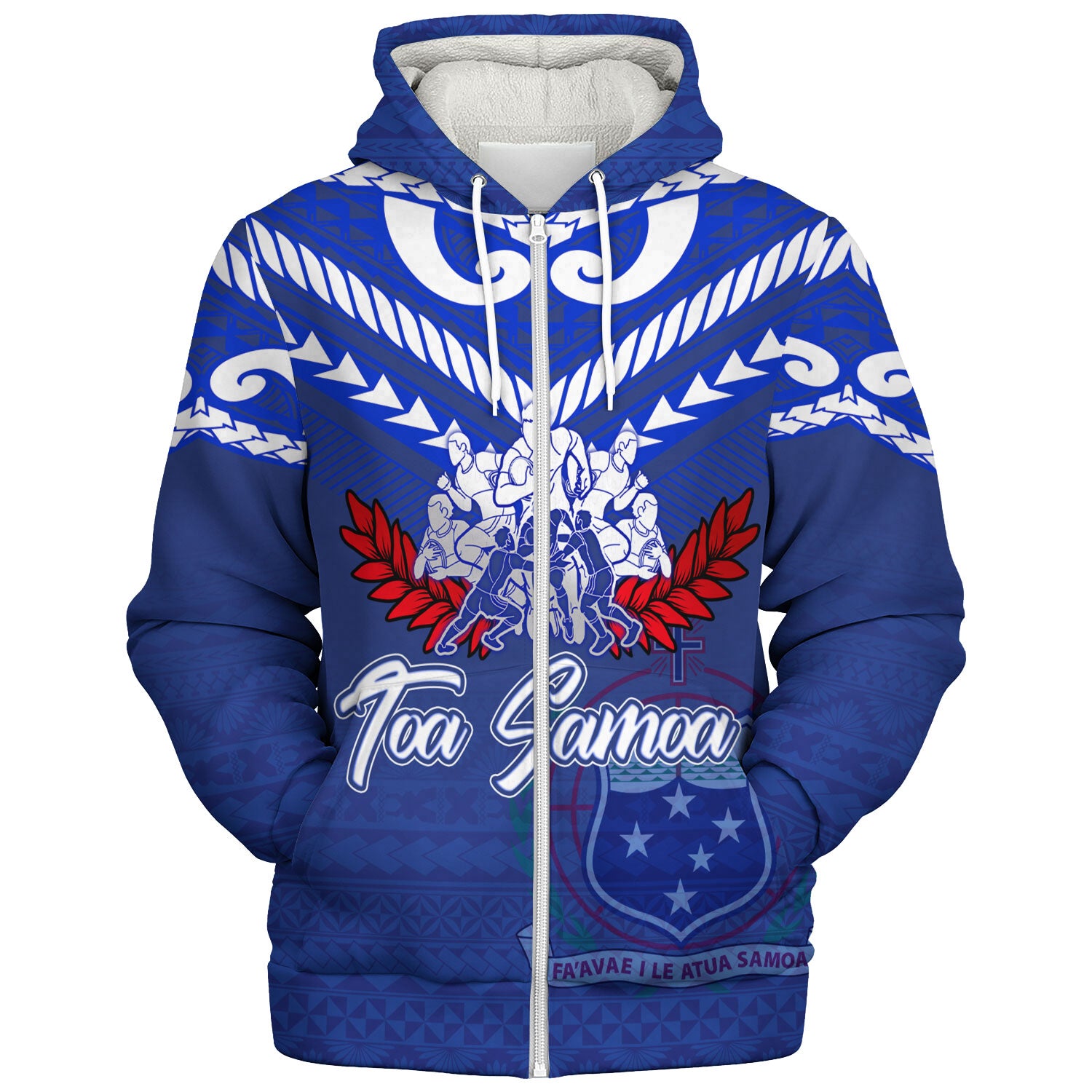 Samoa Custom Personalised  Sherpa Hoodie Toa Samoa Tribal Pattern