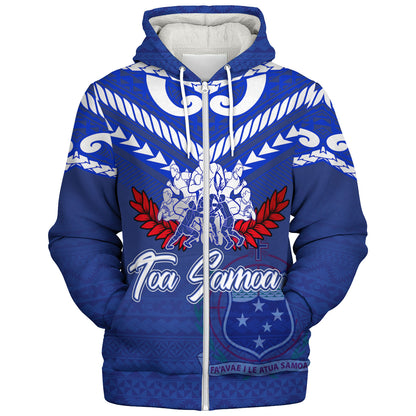 Samoa Custom Personalised  Sherpa Hoodie Toa Samoa Tribal Pattern