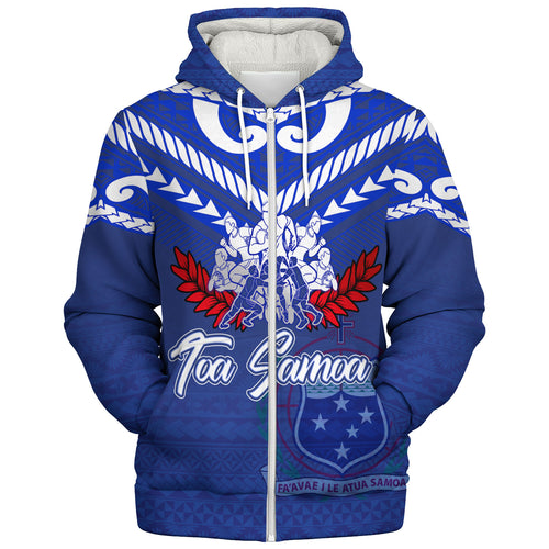 Samoa Custom Personalised  Sherpa Hoodie Toa Samoa Tribal Pattern