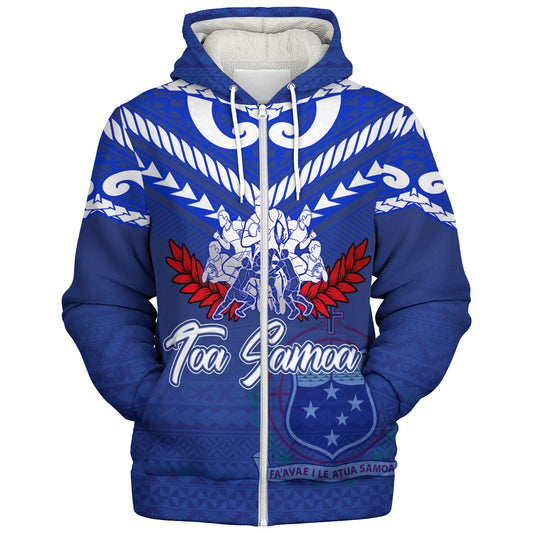 Samoa Custom Personalised  Sherpa Hoodie Toa Samoa Tribal Pattern