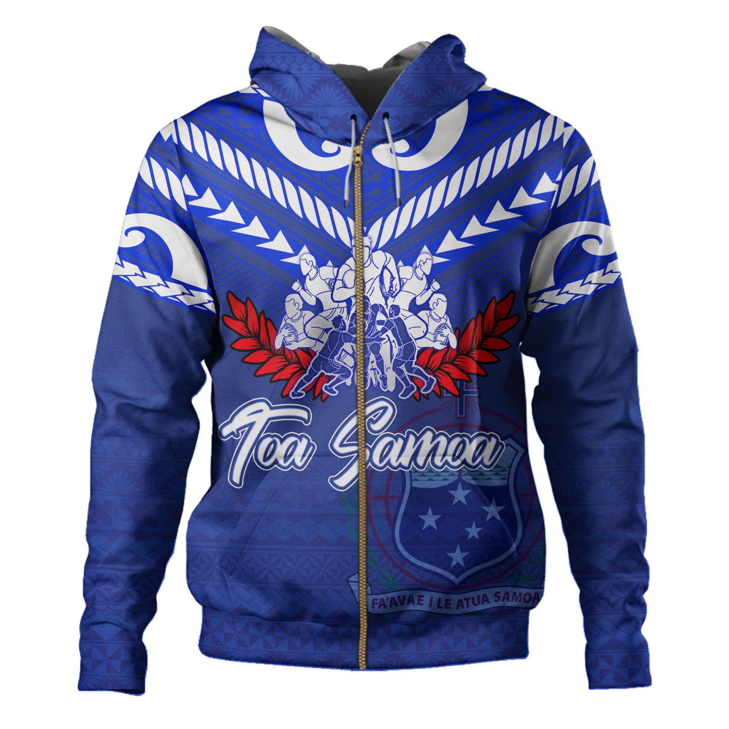 Samoa Custom Personalised Hoodie Toa Samoa Tribal Pattern