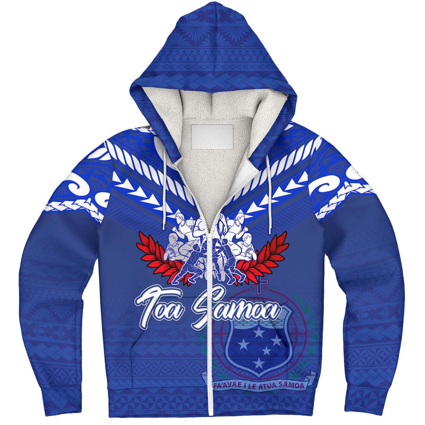 Samoa Custom Personalised  Sherpa Hoodie Toa Samoa Tribal Pattern