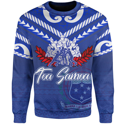 Samoa Custom Personalised Sweatshirt Toa Samoa Tribal Pattern