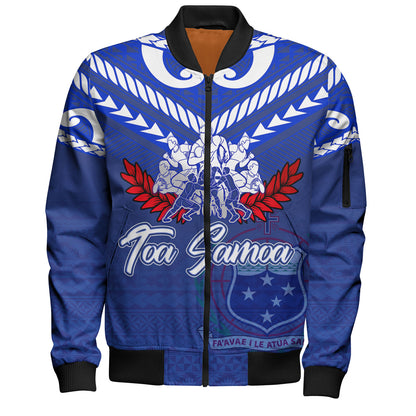 Samoa Custom Personalised Bomber Jacket Toa Samoa Tribal Pattern
