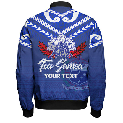 Samoa Custom Personalised Bomber Jacket Toa Samoa Tribal Pattern