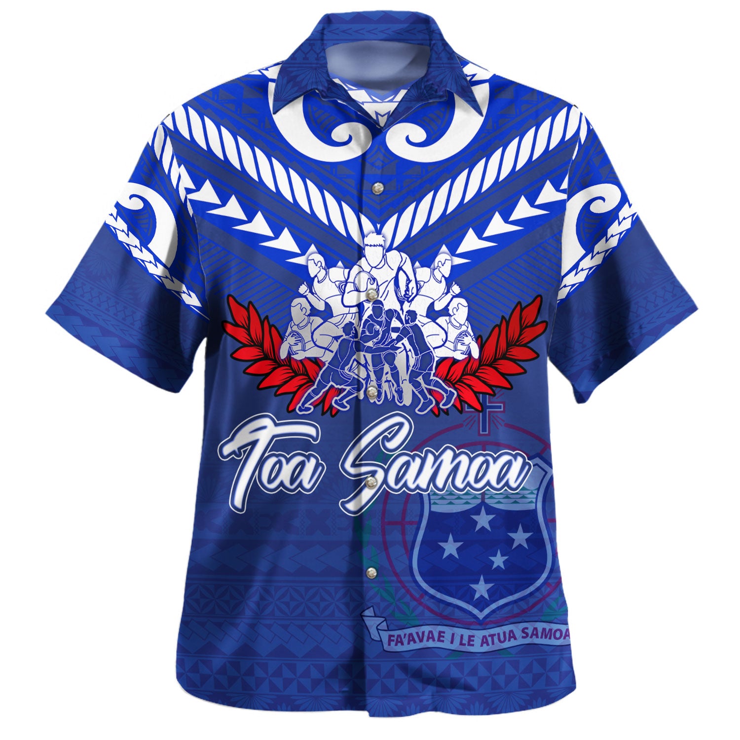 Samoa Custom Personalised Hawaiian Shirt Toa Samoa Tribal Pattern