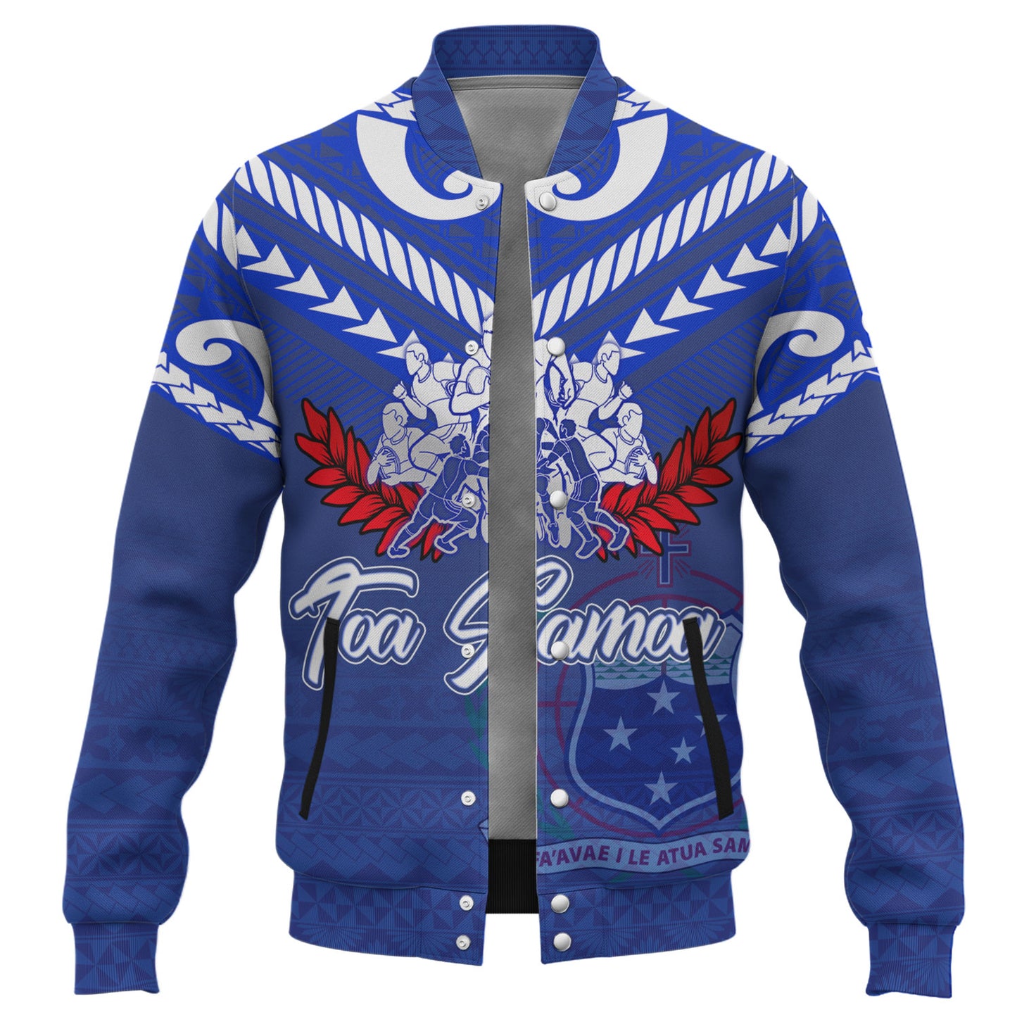 Samoa Custom Personalised Baseball Jacket Toa Samoa Tribal Pattern