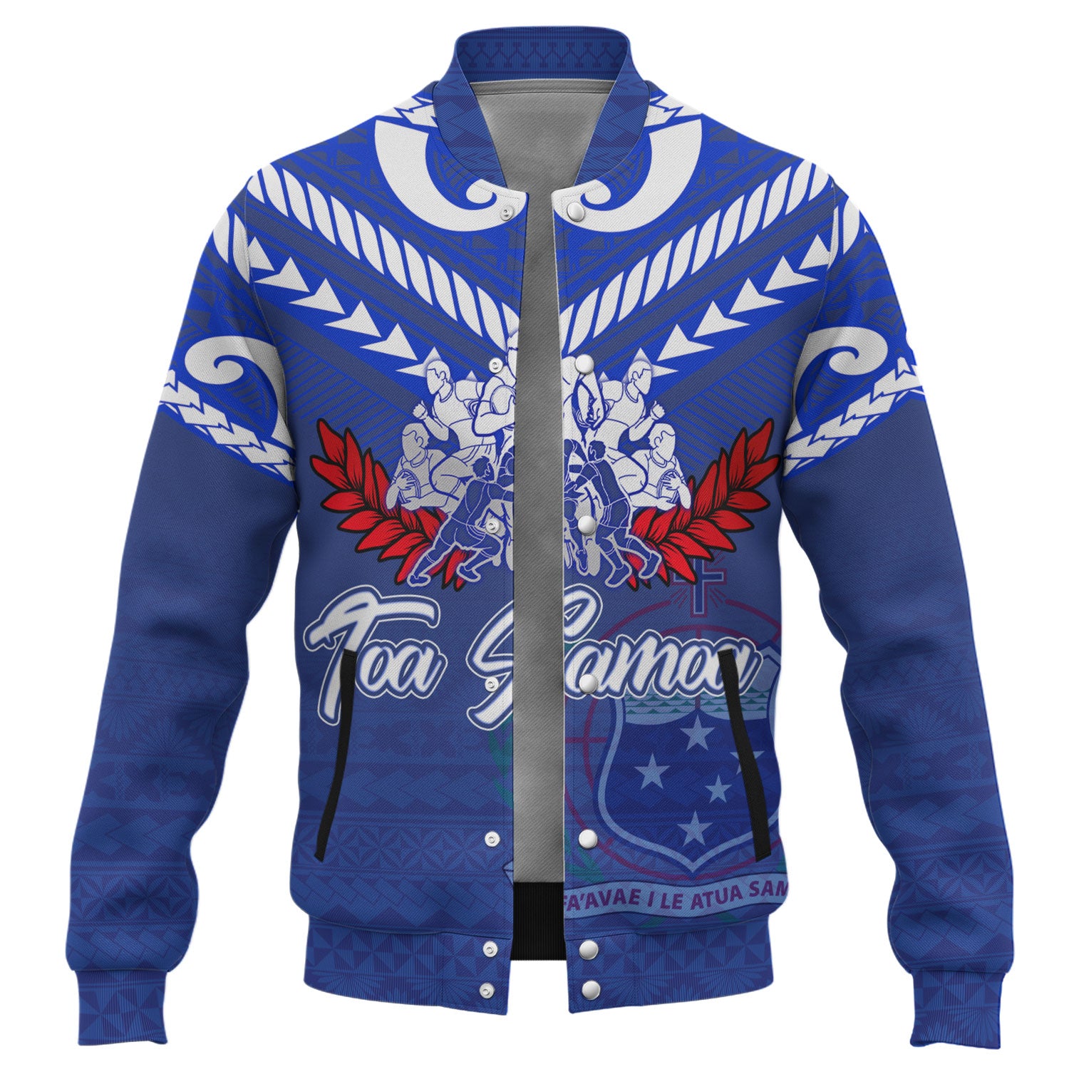Samoa Custom Personalised Baseball Jacket Toa Samoa Tribal Pattern