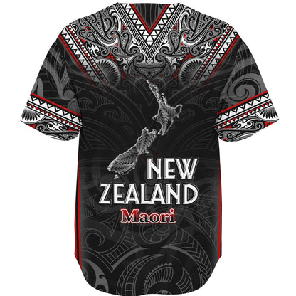 New Zealand Baseball Shirt Maori Patterns With Map Silver Fern