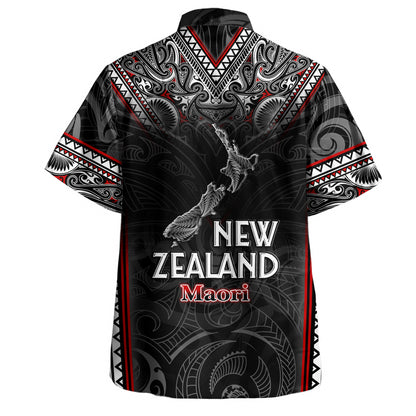 New Zealand Hawaiian Shirt Maori Patterns With Map Silver Fern