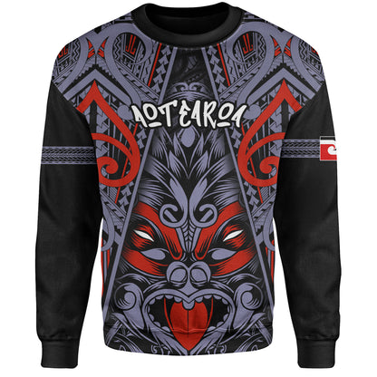 New Zealand Sweatshirt Tiki Mask Aotearoa Style