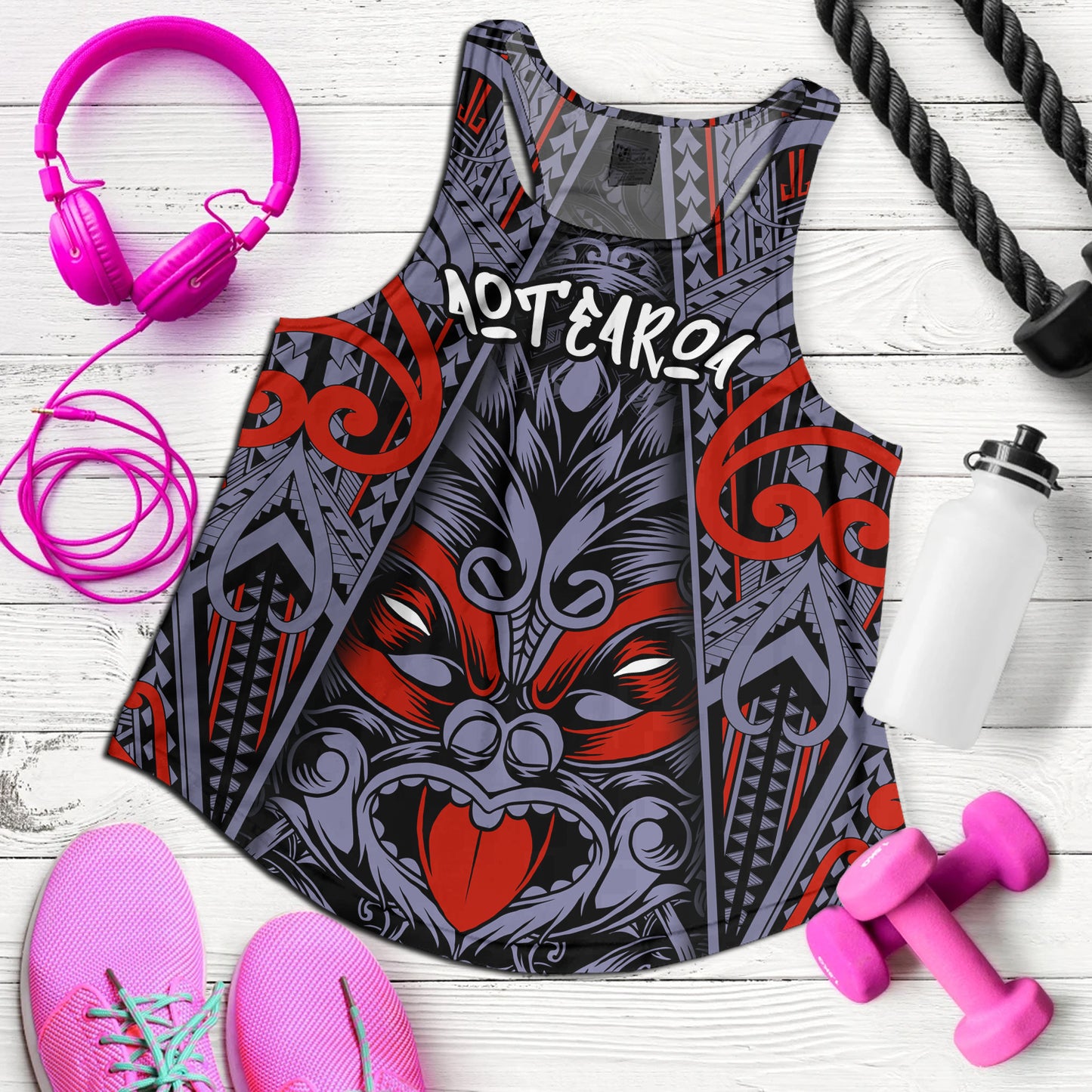 New Zealand Women Tank Tiki Mask Aotearoa Style