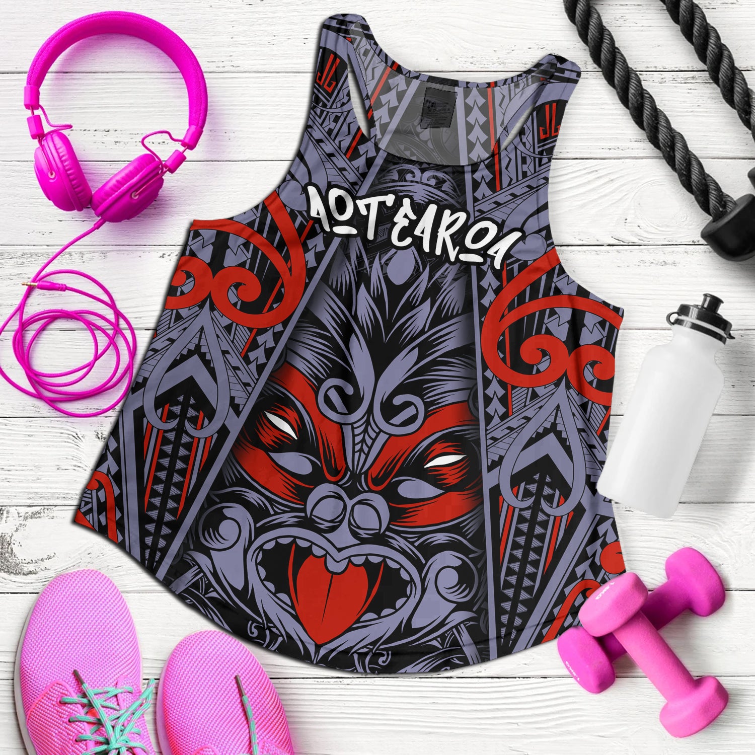 New Zealand Women Tank Tiki Mask Aotearoa Style