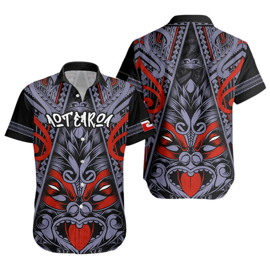 New Zealand Short Sleeve Shirt Tiki Mask Aotearoa Style