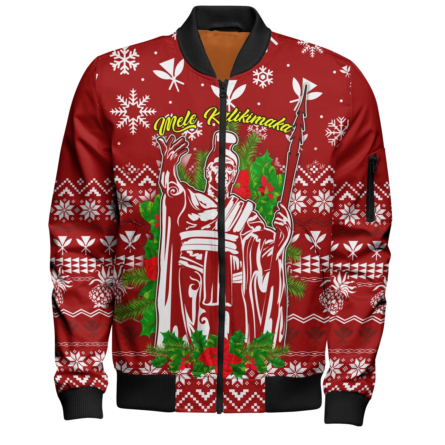 Hawaii Bomber Jacket Christmas Hawaii King Kanaka Maoli Pattern