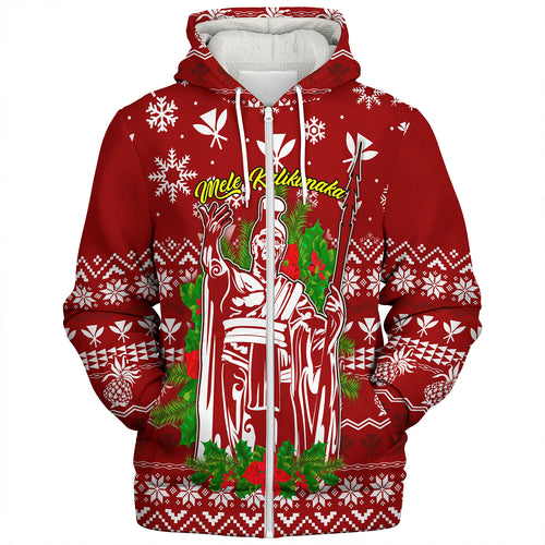 Hawaii Sherpa Hoodie Christmas Hawaii King Kanaka Maoli Pattern