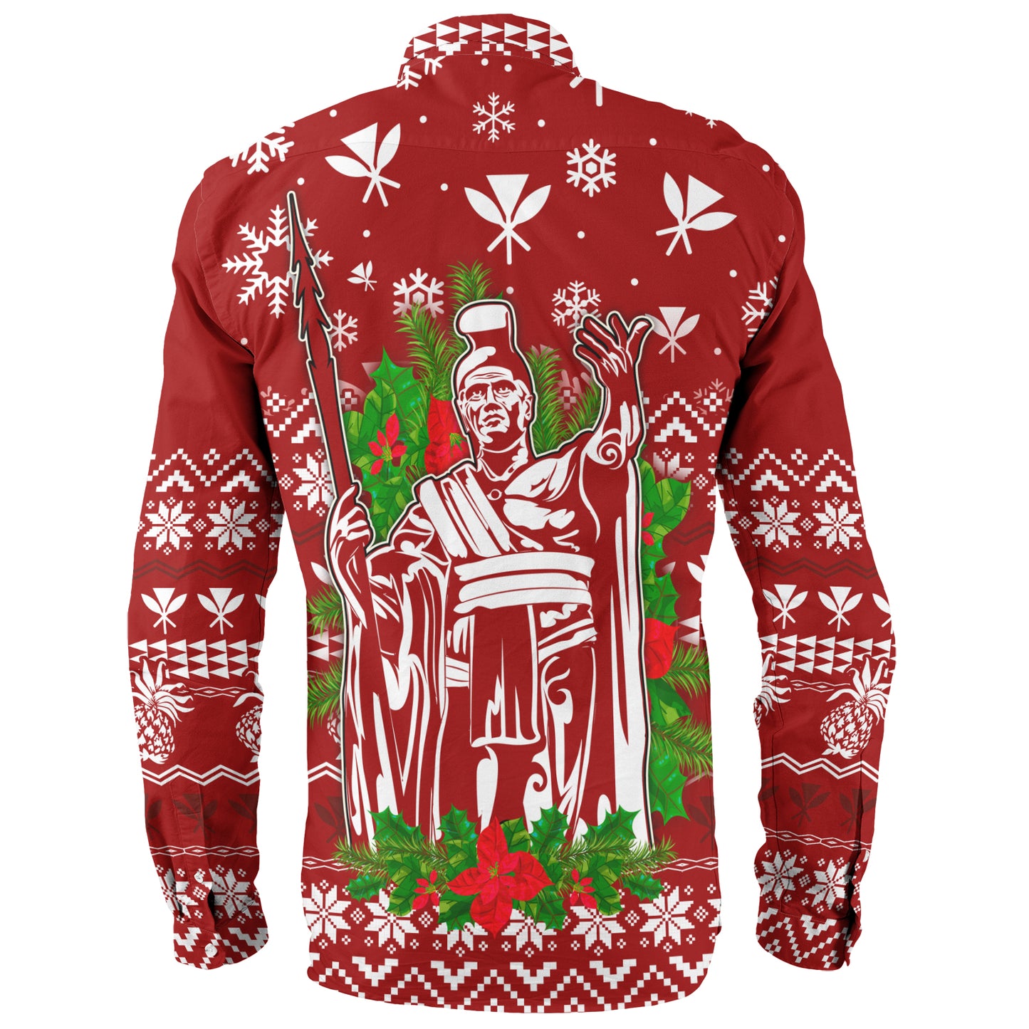 Hawaii Long Sleeve Shirt Christmas Hawaii King Kanaka Maoli Pattern