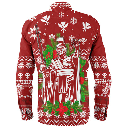 Hawaii Long Sleeve Shirt Christmas Hawaii King Kanaka Maoli Pattern