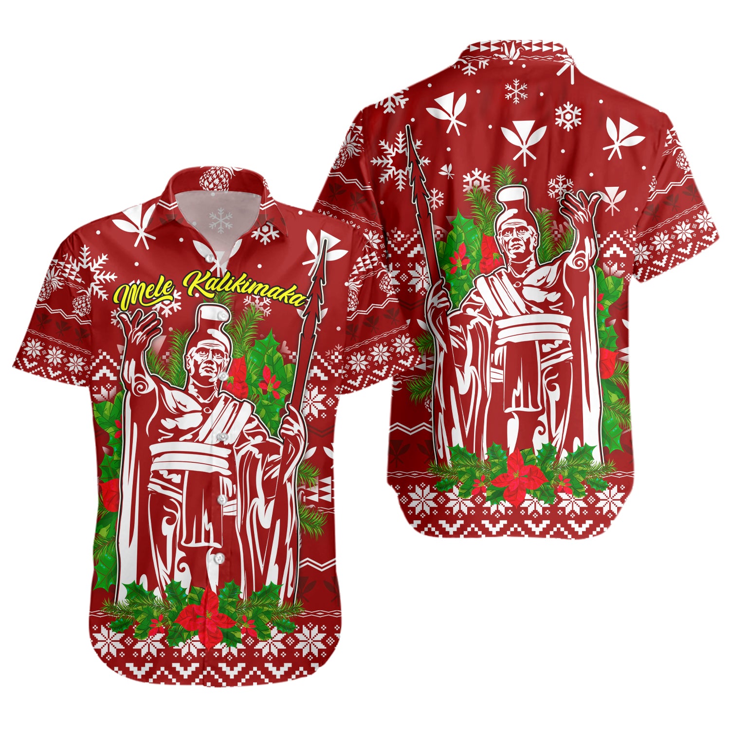 Hawaii Short Sleeve Shirt Christmas Hawaii King Kanaka Maoli Pattern