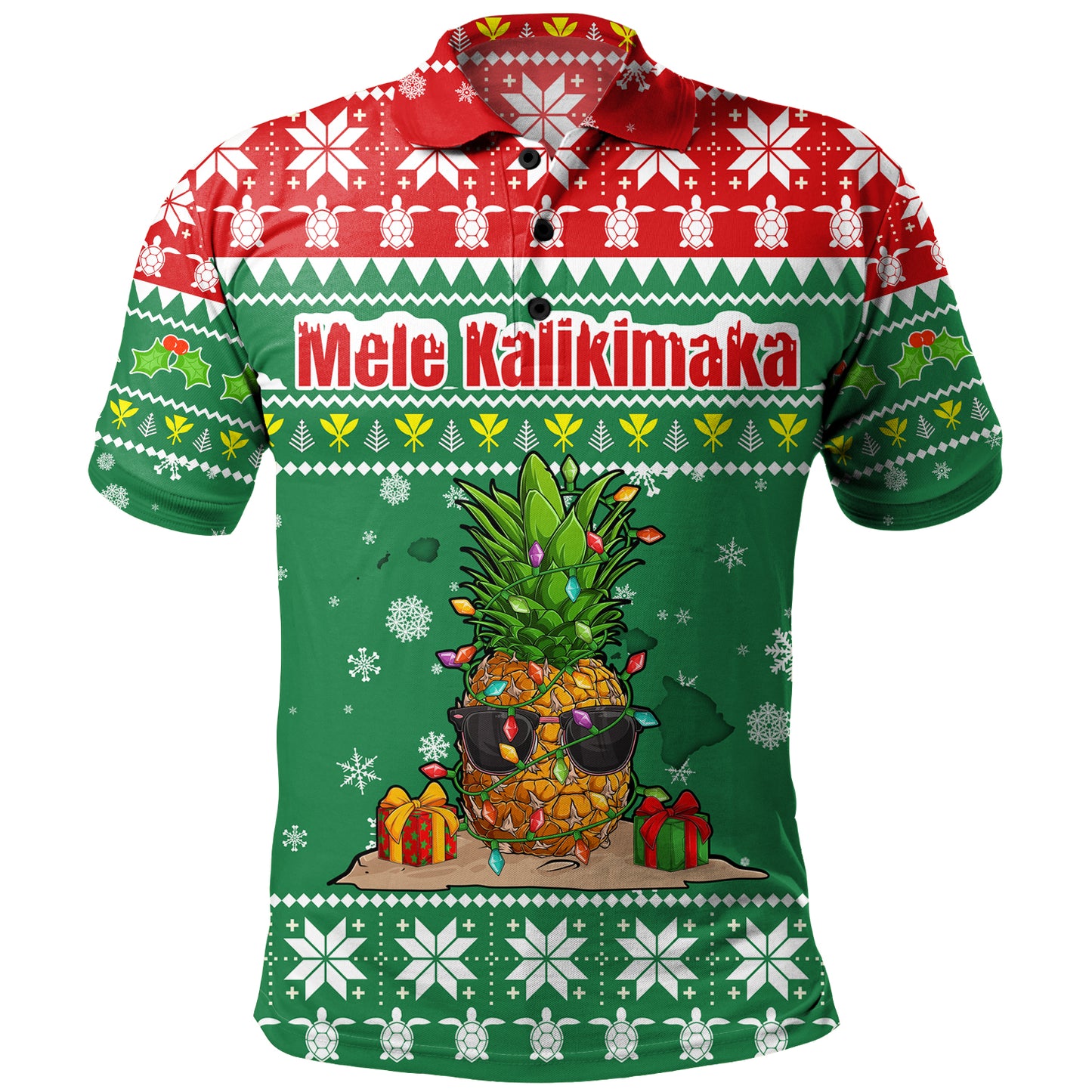 Hawaii Polo Shirt Pineapple Christmas Tree Kanaka Maoli Pattern