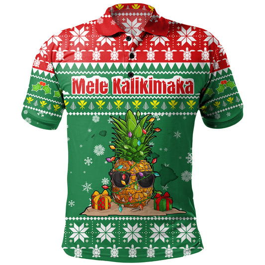 Hawaii Polo Shirt Pineapple Christmas Tree Kanaka Maoli Pattern