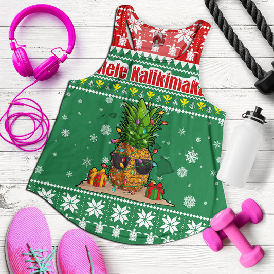 Hawaii Women Tank Pineapple Christmas Tree Kanaka Maoli Pattern