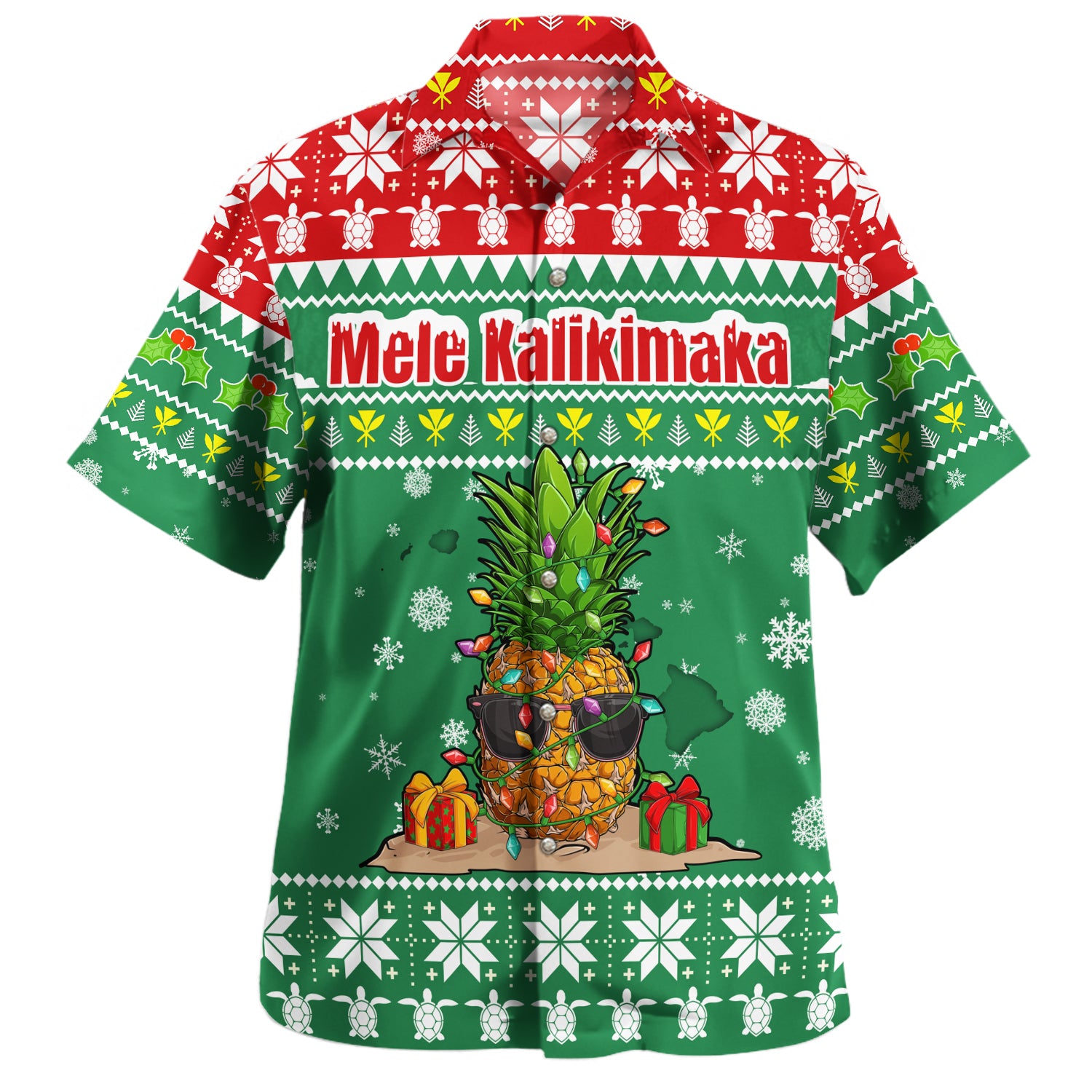 Hawaii Hawaiian Shirt Pineapple Christmas Tree Kanaka Maoli Pattern