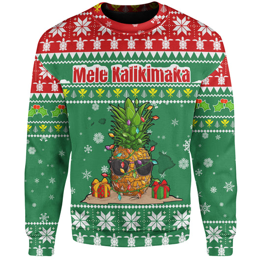 Hawaii Sweatshirt Pineapple Christmas Tree Kanaka Maoli Pattern