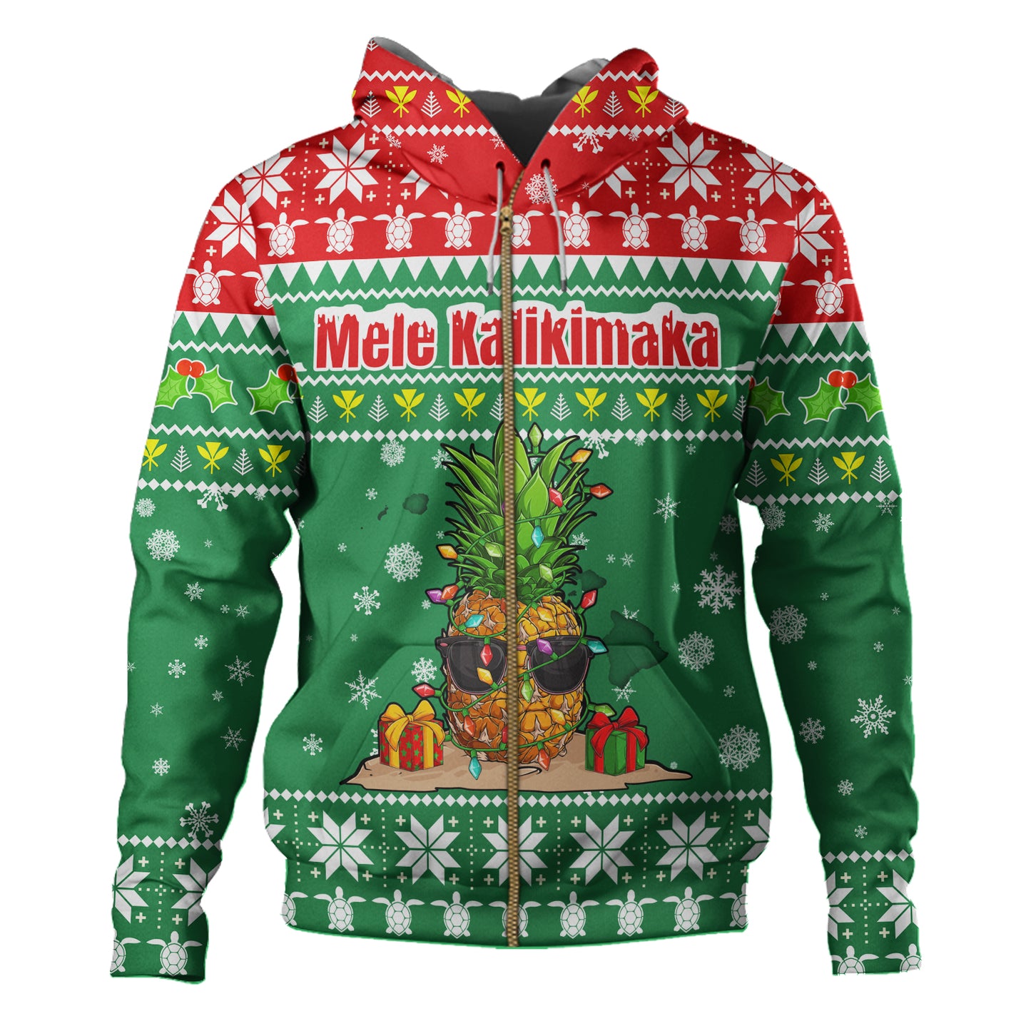 Hawaii Hoodie Pineapple Christmas Tree Kanaka Maoli Pattern