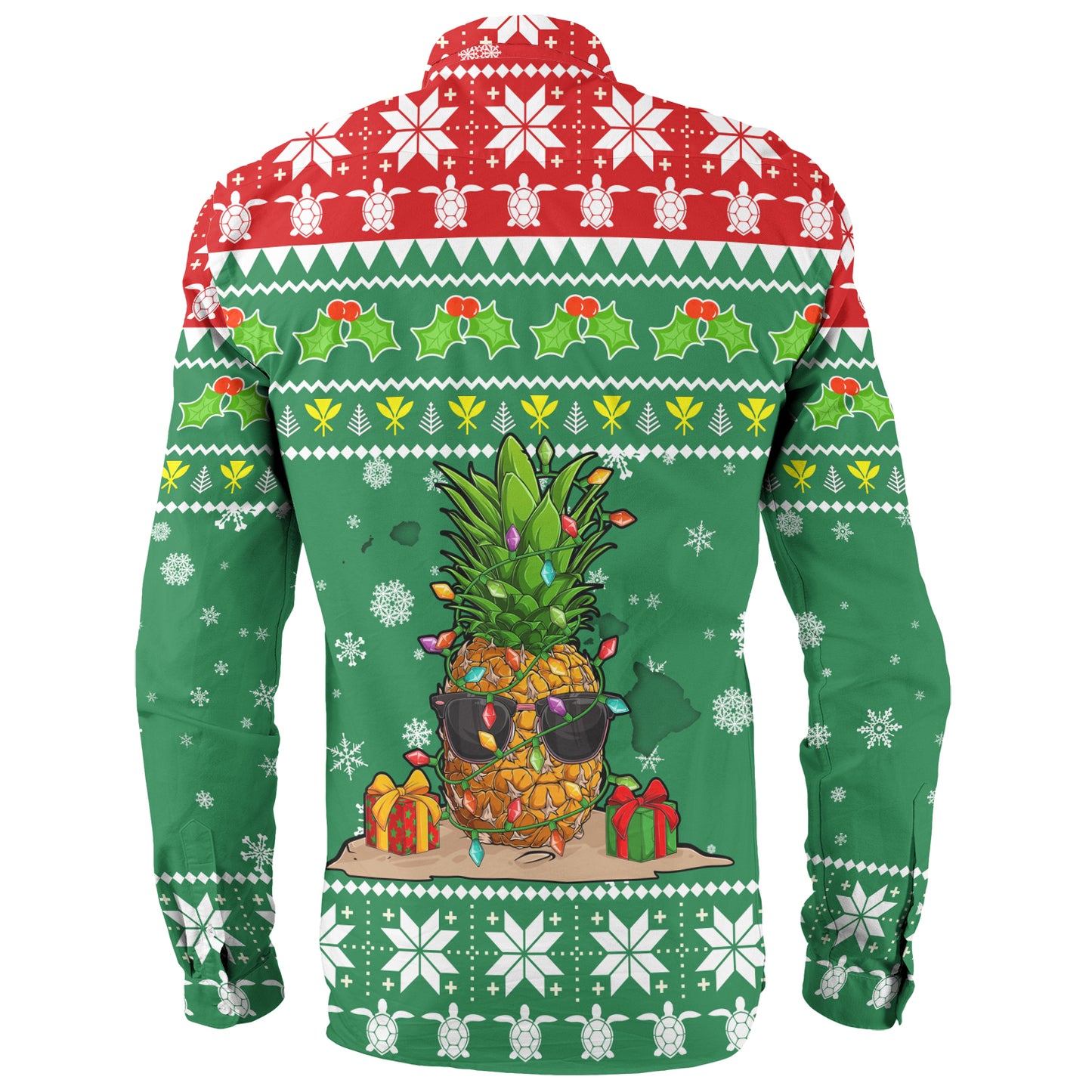 Hawaii Long Sleeve Shirt Pineapple Christmas Tree Kanaka Maoli Pattern