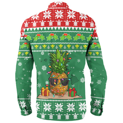 Hawaii Long Sleeve Shirt Pineapple Christmas Tree Kanaka Maoli Pattern