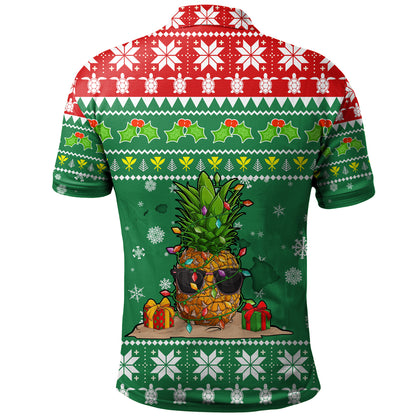 Hawaii Polo Shirt Pineapple Christmas Tree Kanaka Maoli Pattern