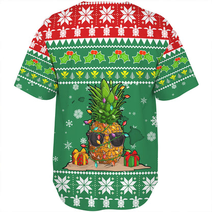 Hawaii Baseball Shirt Pineapple Christmas Tree Kanaka Maoli Pattern