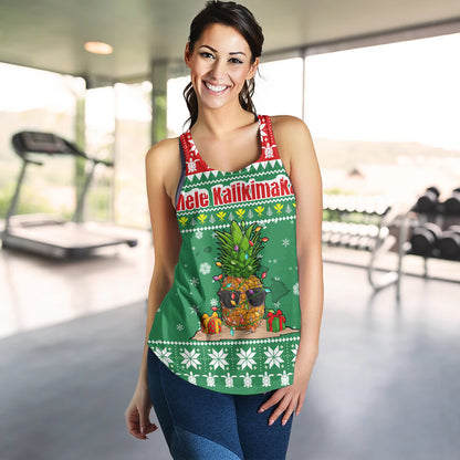 Hawaii Women Tank Pineapple Christmas Tree Kanaka Maoli Pattern
