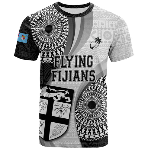 Fiji T-Shirt Flying Fijians Rugby Tribal Pattern With Shield 2023