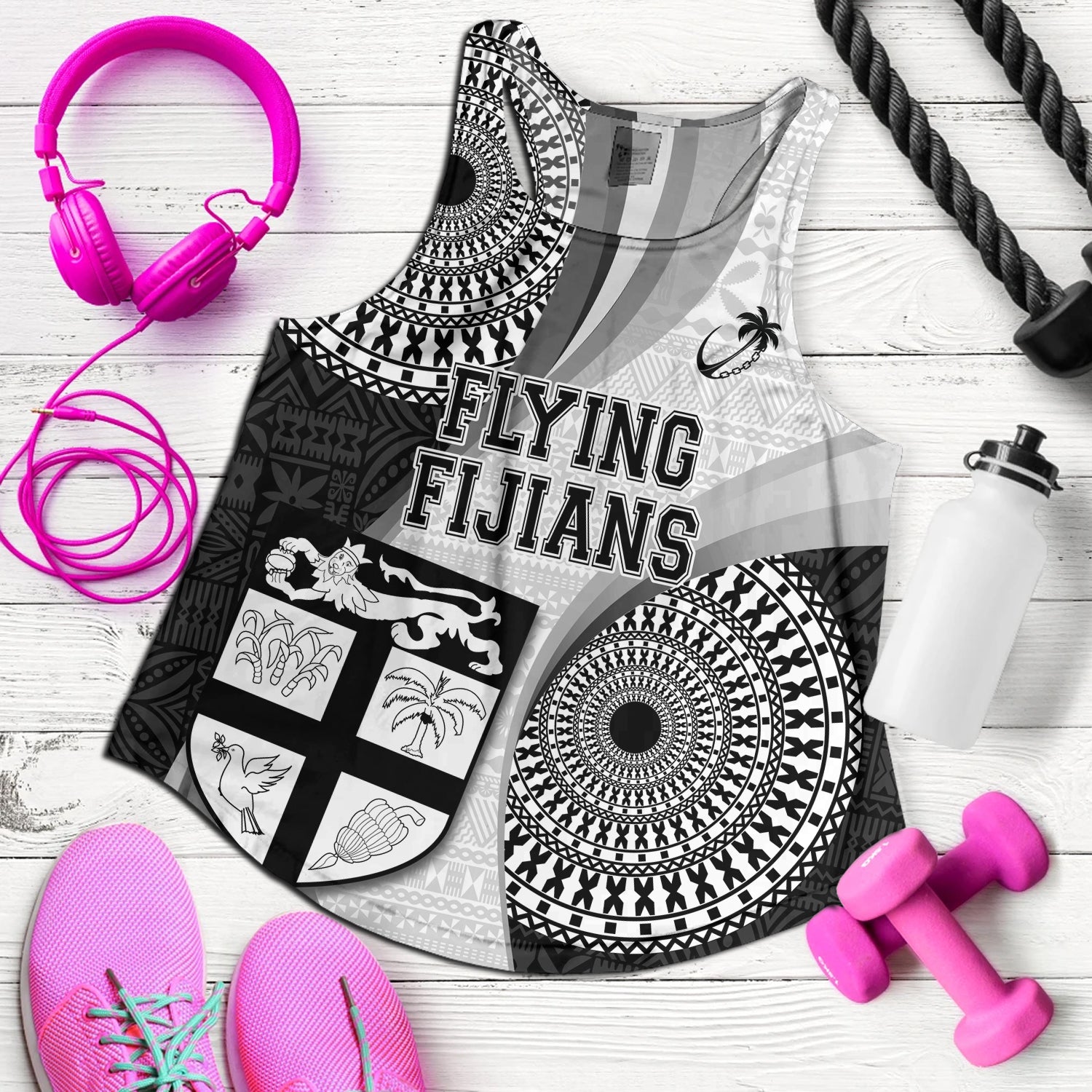 Fiji Women Tank Flying Fijians Rugby Tribal Pattern With Shield 2023 ...