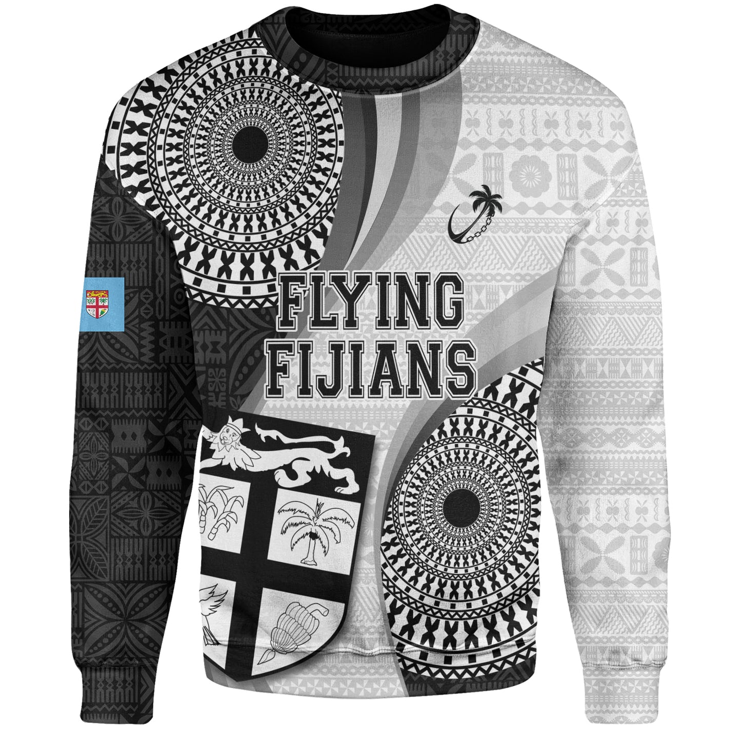 Fiji Sweatshirt Flying Fijians Rugby Tribal Pattern With Shield 2023