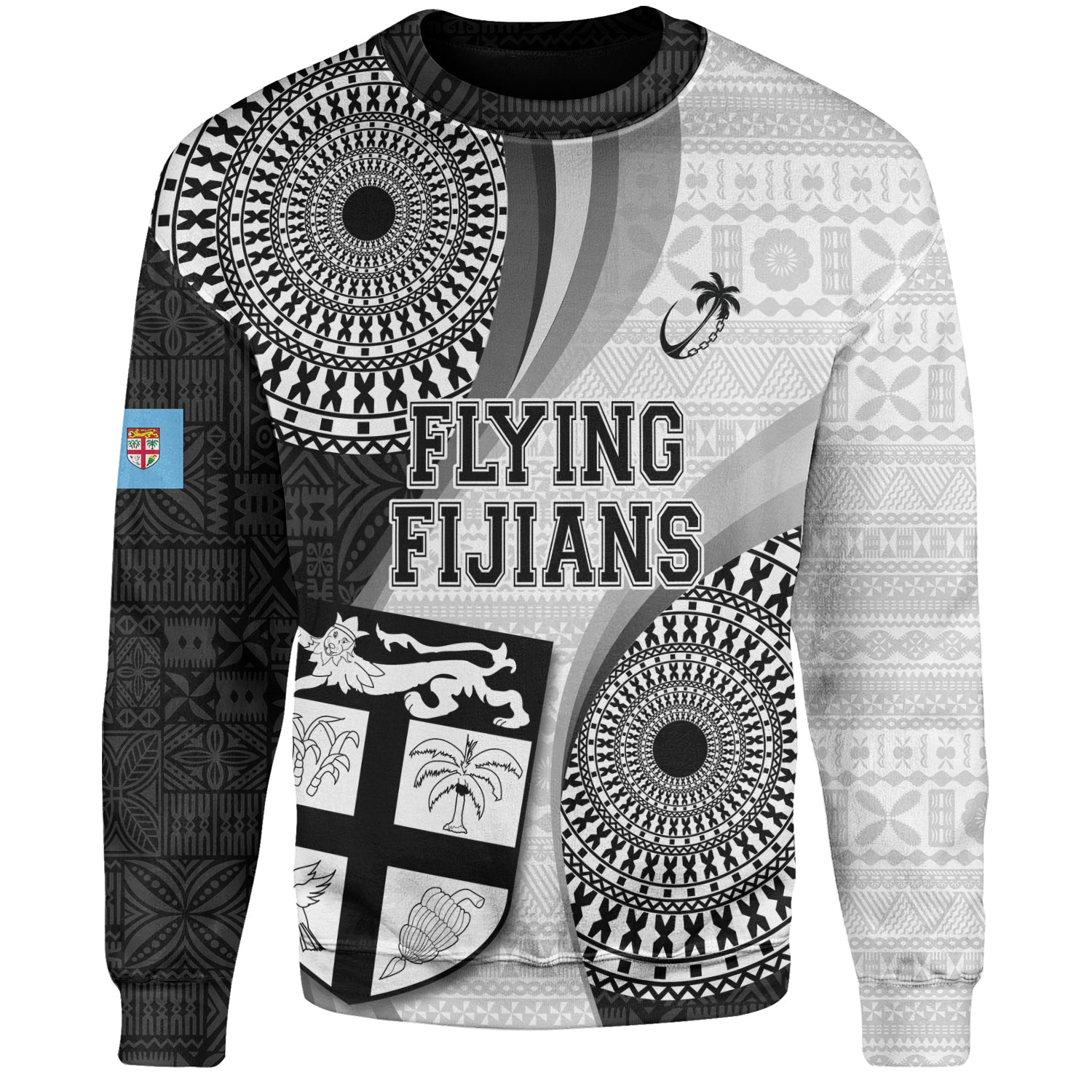 Fiji Sweatshirt Flying Fijians Rugby Tribal Pattern With Shield 2023
