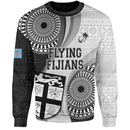 Fiji Sweatshirt Flying Fijians Rugby Tribal Pattern With Shield 2023