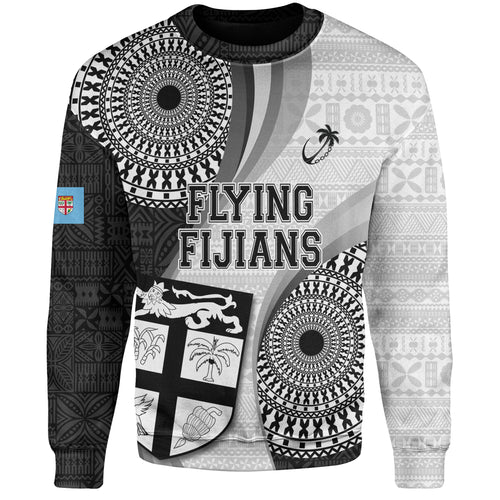Fiji Sweatshirt Flying Fijians Rugby Tribal Pattern With Shield 2023