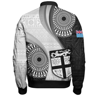 Fiji Bomber Jacket Flying Fijians Rugby Tribal Pattern With Shield 2023