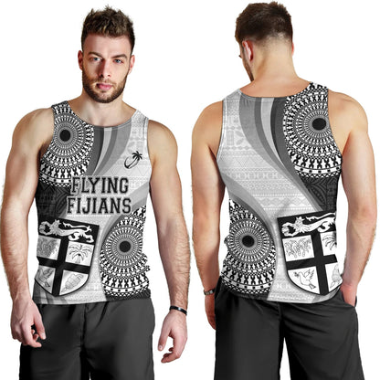 Fiji Tank Top Flying Fijians Rugby Tribal Pattern With Shield 2023