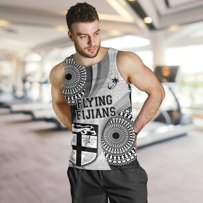 Fiji Tank Top Flying Fijians Rugby Tribal Pattern With Shield 2023